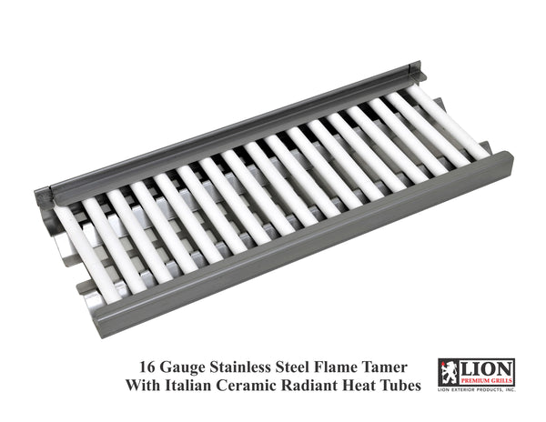 Lion BBQ Grills - Stainless Steel Flame Tamer with Italian Ceramic Radiant Heat Tubes