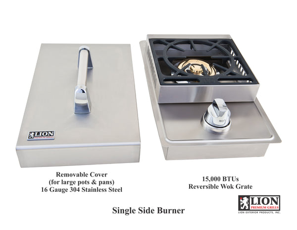 Lion BBQ Grills - Single Side Burner with Removable Cover